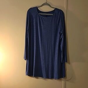 Soft Surroundings super soft cotton tunic long sleeve blue striped excellent con